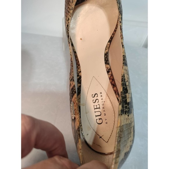 Guess by Marciano brown faux snake skin open toe stiletto heels woman 9.5 - Picture 12 of 13